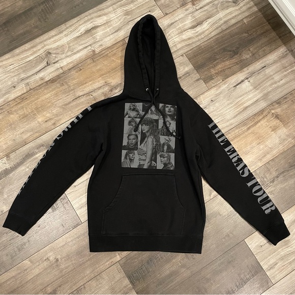 Taylor Swift Tops - Taylor Swift The Eras Tour Official Merch Black Hoodie Hooded Sweatshirt Small
